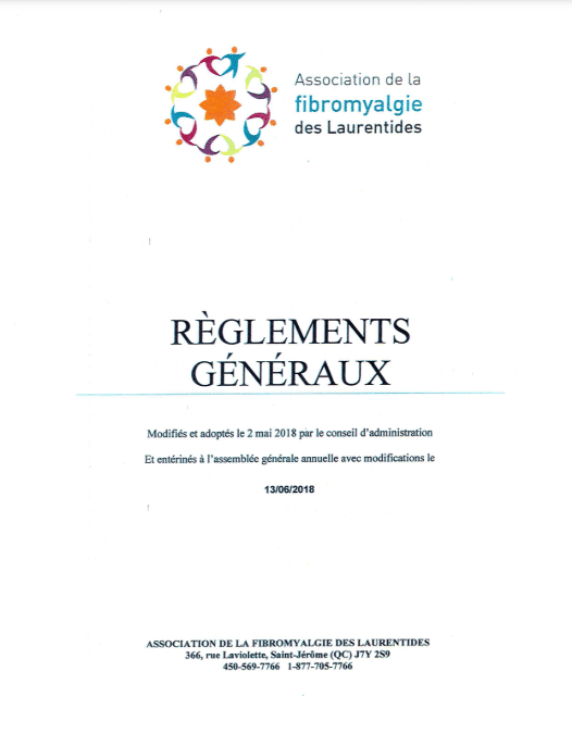 Règlements généraux de l'Association de la fibromyalgie des Laurentides